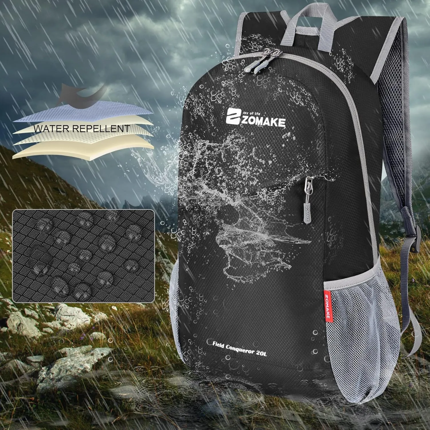 ZOMAKE Lightweight Packable Backpack 20L, Foldable Backpacks Small Daypack for Hiking Water Resistant Day Bag for Travel