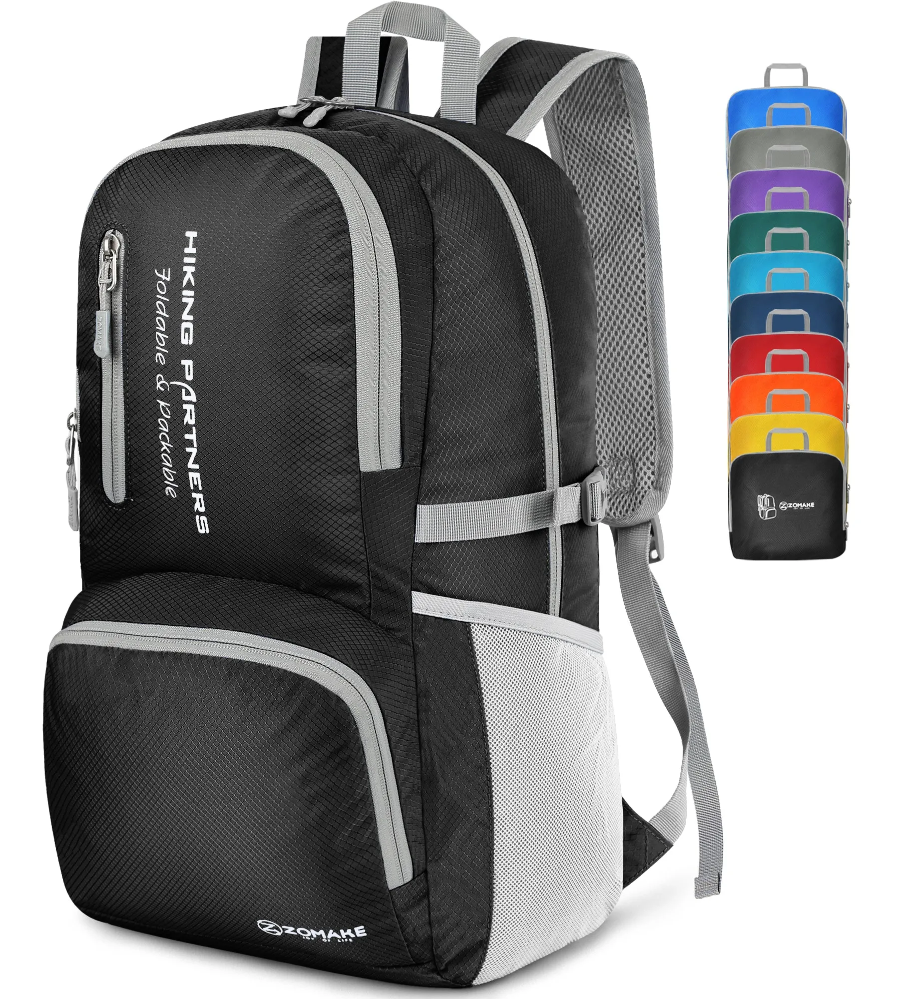 ZOMAKE Lightweight Packable Backpack, 35L Light Foldable Hiking Backpacks Water Resistant Collapsible Daypack for Travel(Black)