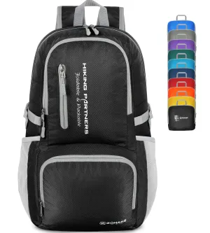 ZOMAKE Lightweight Packable Backpack, 35L Light Foldable Hiking Backpacks Water Resistant Collapsible Daypack for Travel(Black)