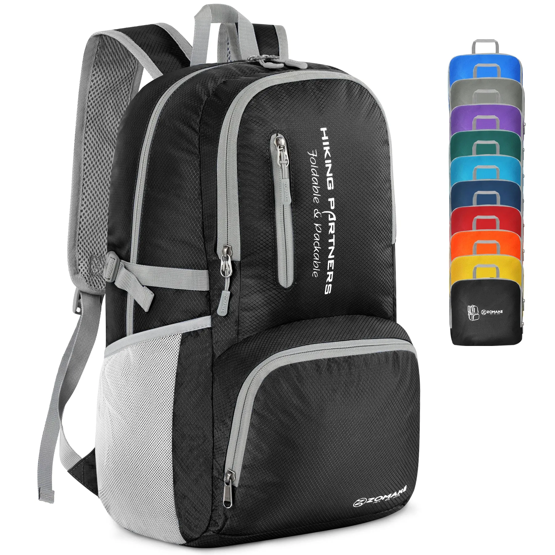 ZOMAKE Lightweight Packable Backpack, 35L Light Foldable Hiking Backpacks Water Resistant Collapsible Daypack for Travel(Black)