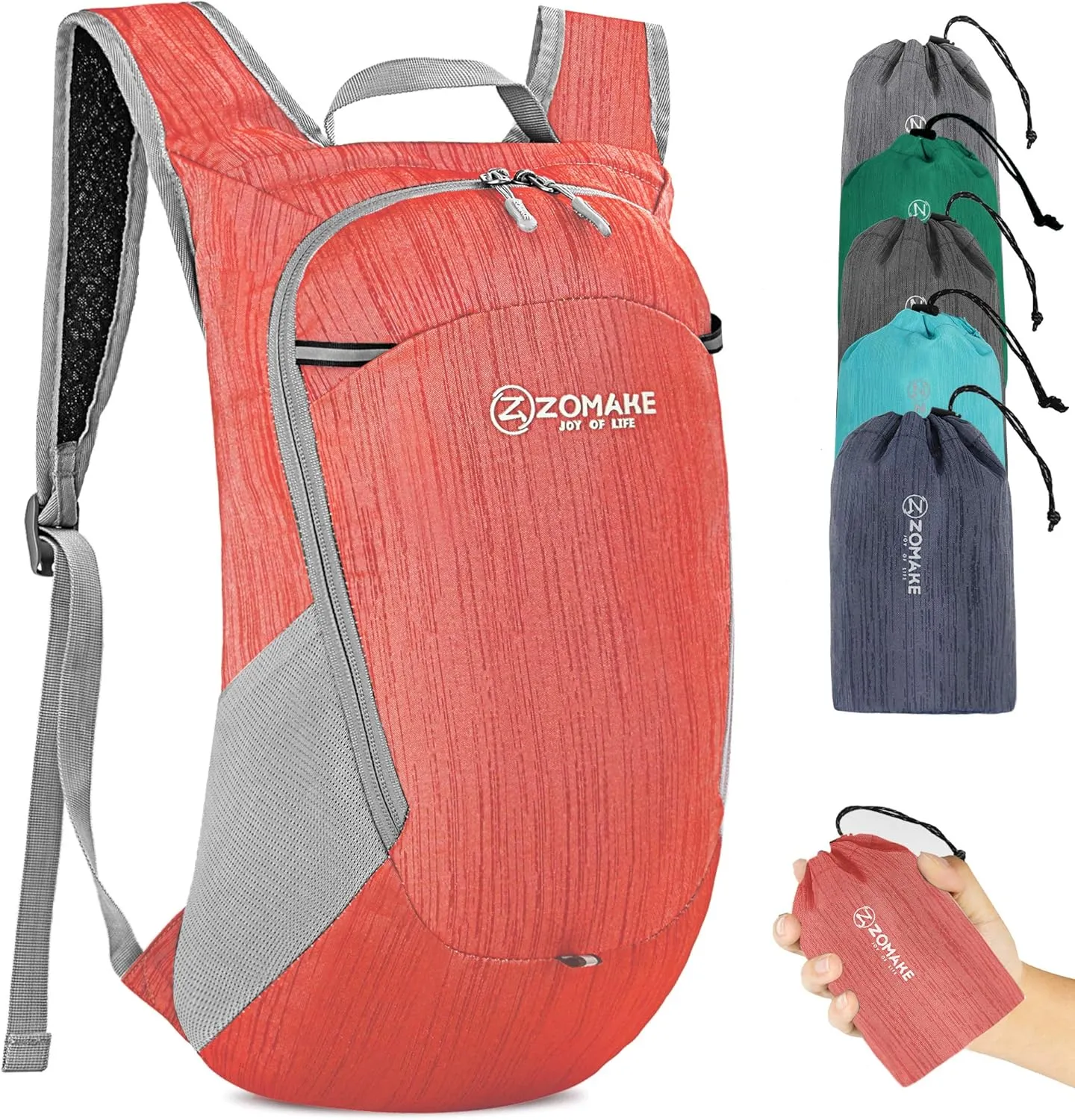 ZOMAKE Ultra Lightweight Packable Backpack 18L, Small Foldable Hiking Backpacks Water Resistant Folding Daypack for Travel(Red)